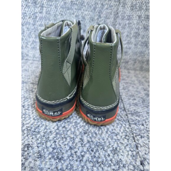 Sorel Waterproof Womens Duck Boots Size 8 Olive Green & Orange Rubber Sole - Picture 5 of 10